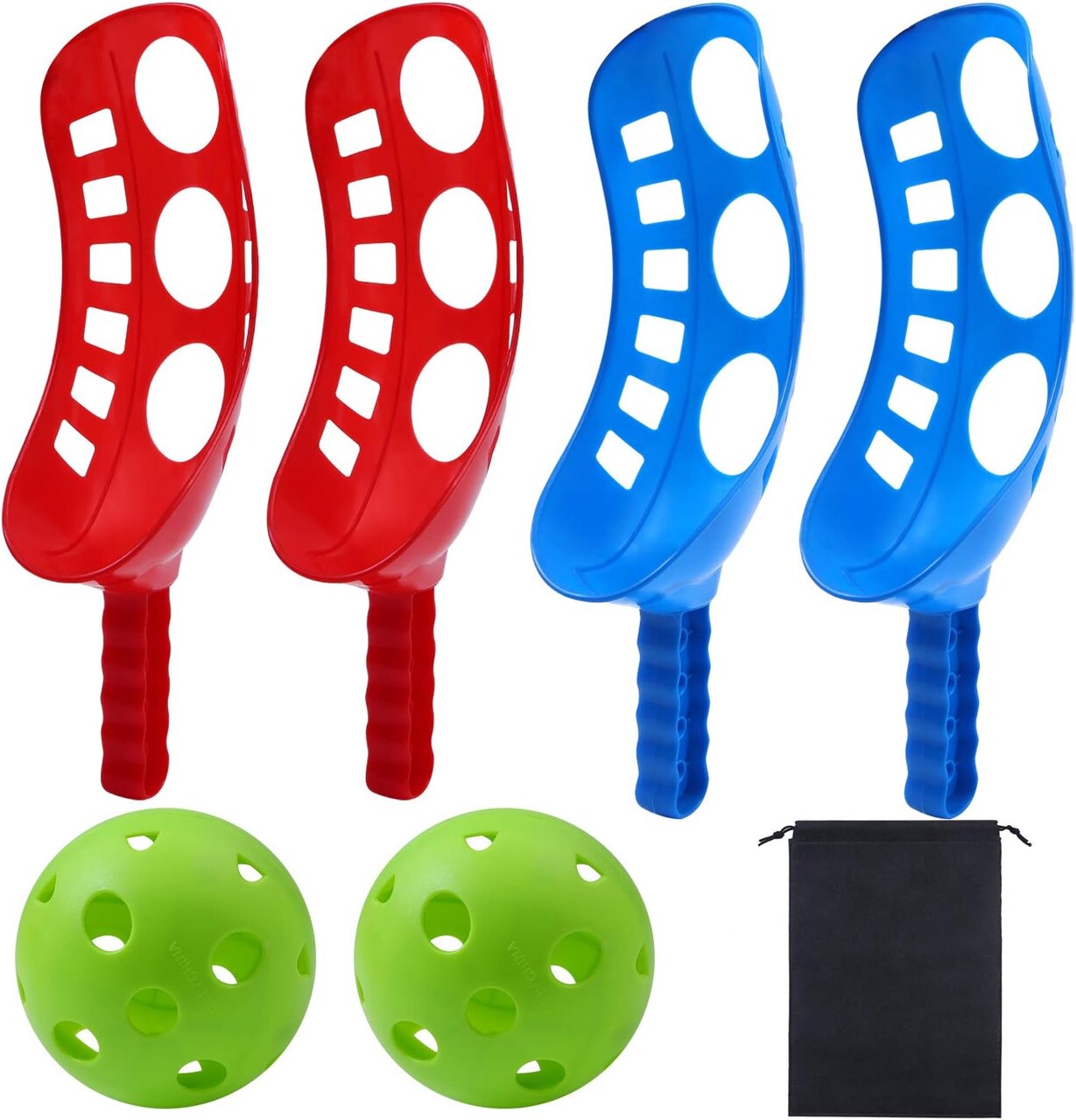 Scoop Ball Game Scoop and Ball Toss Set Toss Catch Game Toy Lacrosse Racket Game with Storage Bag, 4 Scoops and 2 Balls